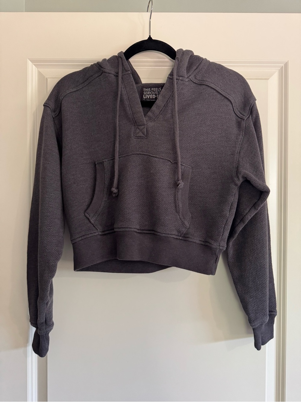 American Eagle Outfitters Grey Cropped Hoodie size XS
